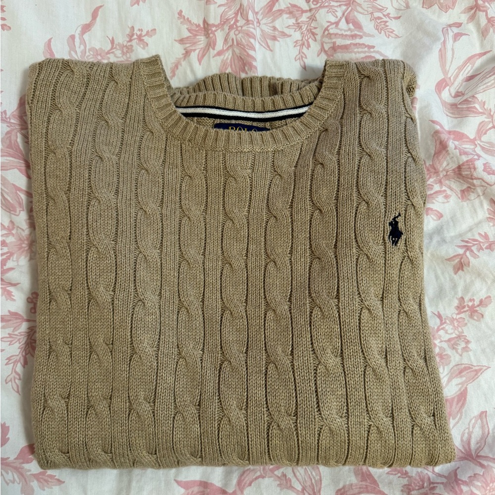 Ralph Lauren Women's Tan Cable Knit Sweater